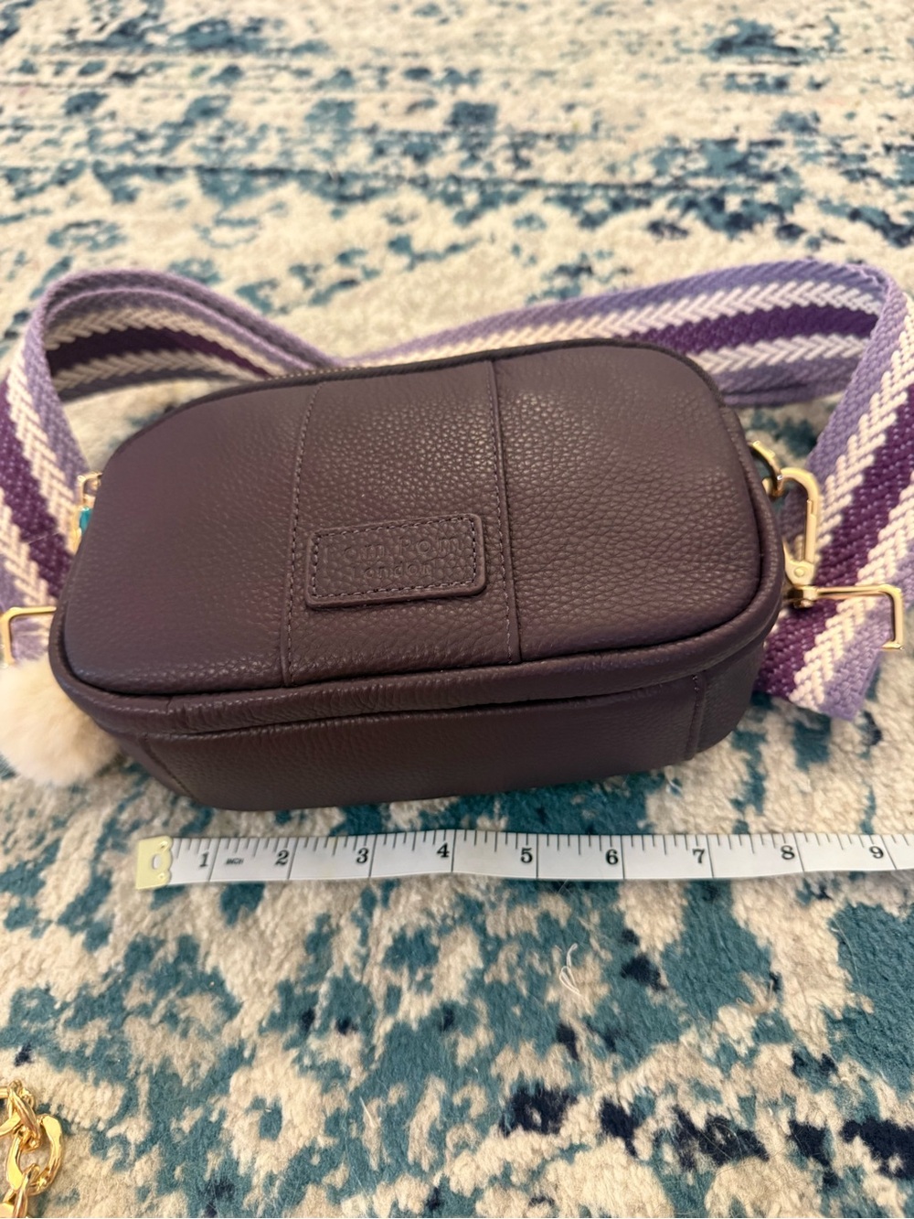 NWT Pom Pom London Purple Crossbody Bag with Multiple Straps - Picture 10 of 13